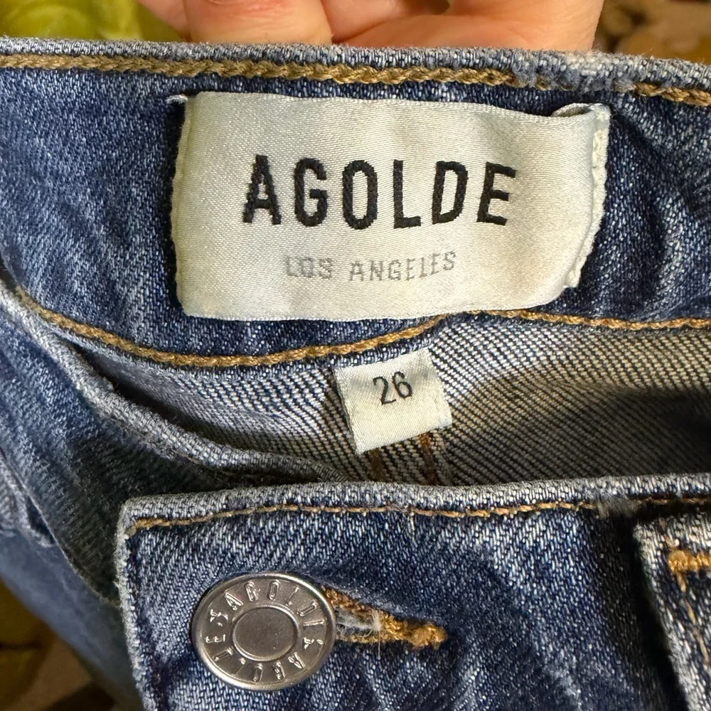 AGOLDE KYE Medium Wash Raw Hem Straight Leg Jean. Size 26. Retail $230 - Picture 3 of 6